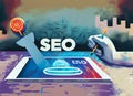 Seo Working Digital marketing, SEO - Search Engine Optimization Royalty Free Stock Photo