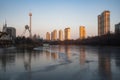 Seokchon Lake Park Seoul Sky and Lotte World\'s Magic Island during winter evening at Songpa-gu , Seoul South Korea : 4