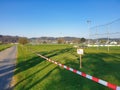 Football field closed by the regional police.