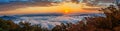 Seoraksan mountains is covered by morning fog and sunrise in korea.