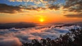 Seoraksan mountains is covered by morning fog and sunrise in korea.