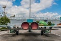 F-5B Freedom fighter military jet aircraft on display at seaside park