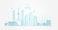 Seoul architecture line skyline. Outline vector illustration