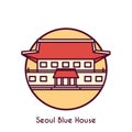 seoul blue house. Vector illustration decorative design Royalty Free Stock Photo