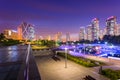 Seoul city with Beautiful after sunset, Central park in Songdo International Business District, Incheon South Korea Royalty Free Stock Photo