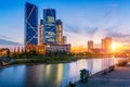 Seoul city with Beautiful after sunset, Central park in Songdo International Business District, Incheon South Korea Royalty Free Stock Photo