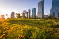 Seoul city with Beautiful sunset, Central park in Songdo International Business District, Incheon South Korea Royalty Free Stock Photo