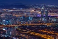 Seoul city and bridge and Han river at night, South Korea Royalty Free Stock Photo