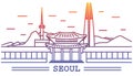 Seoul city colorful line art