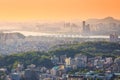 Seoul city and Han river in Sunset Royalty Free Stock Photo