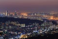Seoul City and Hanriver at Night Royalty Free Stock Photo
