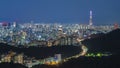 Seoul City and Lotte Tower, South Korea. Time lapse 4k