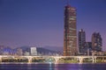 Seoul City at Night and Han River Royalty Free Stock Photo