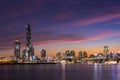 Seoul City at Night and Han River, Yeouido Royalty Free Stock Photo