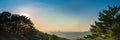 Seoul city panoramic view at sunset from Yongamsa Temple in Bukhansan National Park, Seoul, South Korea Royalty Free Stock Photo