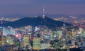 Seoul City Skyline, The best view of South Korea at Night. Royalty Free Stock Photo