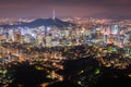 Seoul City Skyline, The best view of South Korea at Night. Royalty Free Stock Photo