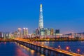 Seoul City Skyline at Han river Seoul, South korea Royalty Free Stock Photo