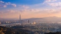 Seoul city skyline and skyscraper in downtown Seoul, south Korea, 4K Timelapse.