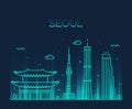 Seoul City skyline Trendy vector line art style