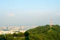 Seoul city street view from top in summer Royalty Free Stock Photo