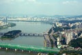 Seoul city street view from top in summer Royalty Free Stock Photo