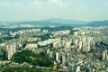 Seoul city street view from top in summer Royalty Free Stock Photo
