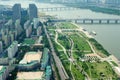 Seoul city street view from top in summer Royalty Free Stock Photo