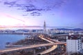 Seoul City at Sunrise and han river South Korea. Royalty Free Stock Photo