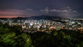 Seoul city wide angle nightscape from Namsan park in South Korea Royalty Free Stock Photo