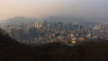 Seoul cityscape and view from Namsan Tower or N Seoul tower during winter evening sunset at Yongsan-gu , Seoul South Korea : 6 Royalty Free Stock Photo