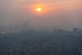 Seoul cityscape and view from Namsan Tower or N Seoul tower during winter evening sunset at Yongsan-gu , Seoul South Korea : 6 Royalty Free Stock Photo