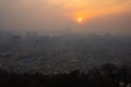 Seoul cityscape and view from Namsan Tower or N Seoul tower during winter evening sunset at Yongsan-gu , Seoul South Korea : 6 Royalty Free Stock Photo