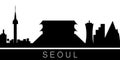 Seoul detailed skyline. Vector postcard illustration
