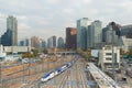 Seoul High speed KTX train traffic in Seoul City,South Korea. Royalty Free Stock Photo