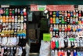 Seoul,Korea-24 APR 2019: colorful socks display on street small shop