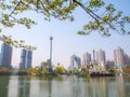 SEOUL, KOREA - APRIL 17, 2018: Lotte World Seokchon Lake park and cherry blossom in Summer seasson in Seoul, South Korea on April Royalty Free Stock Photo