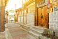 SEOUL, KOREA - AUGUST 09, 2015: Houses of resedential area at Seochon Hanok Village in Seoul, South Korea Royalty Free Stock Photo