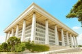 SEOUL, KOREA - AUGUST 14, 2015: Main entrance of National Assembly Proceeding Hall - South Korean capitol - located on Yeouido isl Royalty Free Stock Photo