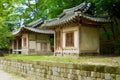 Traditional pavilions in Changdeokgung Palace within a large park in Jongno-gu in Seoul, Korea.