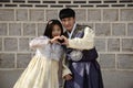 Seoul, Korea-May 17, 2017: Korean Couple Dressed in Traditional Hanbok