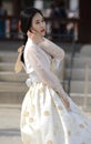 Seoul, Korea-May 17, 2017: Korean Couple Dressed in Traditional Hanbok