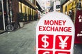 Money exchange sign in Seoul, Korea