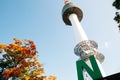 Namsan Seoul Tower with autumn maple leaves in Seoul, Korea Royalty Free Stock Photo