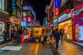 SEOUL, KOREA, OCTOBER 24, 2019: Nightlife at a street of Seoul, Republic of Korea Royalty Free Stock Photo