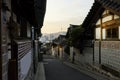 Seoul korea skyline with Bukchon Hanok historic district in Seoul, South Korea. Royalty Free Stock Photo