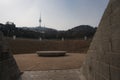 Seoul millennium time capsule near Namsangol Hanok Village and Namsan tower during winter morning at Jung-gu , Seoul South Korea Royalty Free Stock Photo