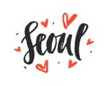 Seoul. Modern city hand written brush lettering