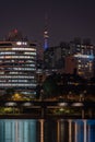 Seoul night cityscape view and the Han river, South Korea travel Royalty Free Stock Photo