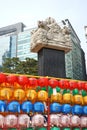 Jogyesa Temple, a Buddhist monastery. Stone statue with dragons